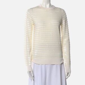 MICHAEL KORS COLLECTION Merino Wool Crew Neck Sweater Size: XS Cream Beige